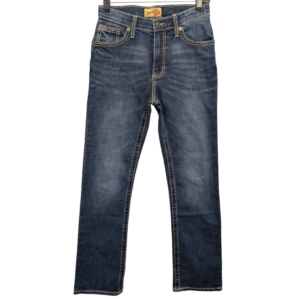 Wrangler 20X Jeans Kids Blue Medium Wash Straight Leg Adjustable Waist